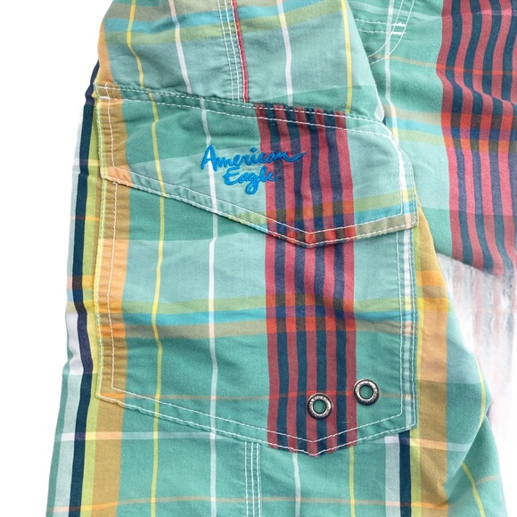 American Eagle Shorts Men’s 10" Classic Board Shorts Swim Trunks Plaid Waist 33 - Picture 8 of 12